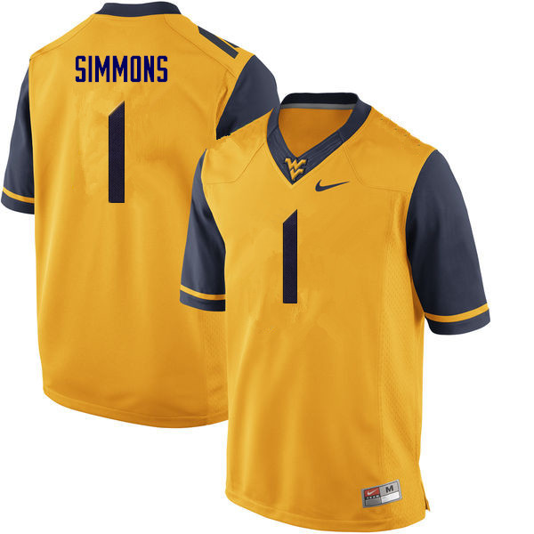 Men #1 T.J. Simmons West Virginia Mountaineers College Football Jerseys Sale-Yellow